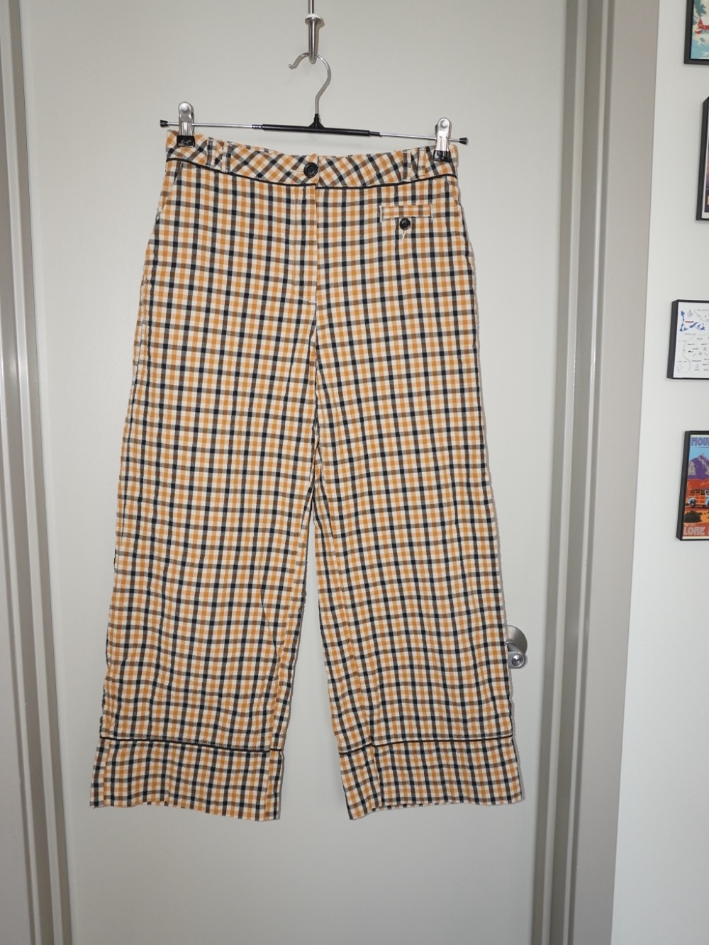 Anthropologie Maeve High-Rise Seersucker Trousers